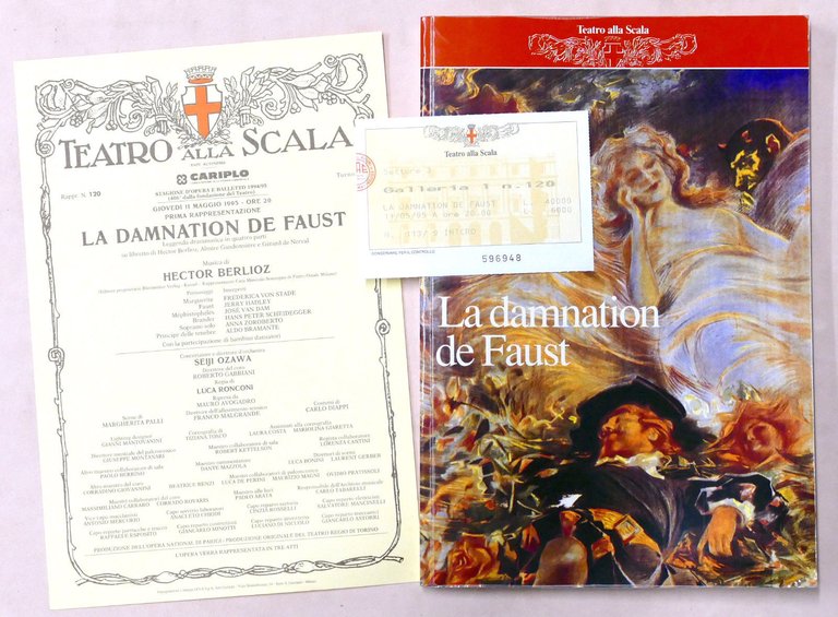 Libretto, locandina e biglietto Opera La damnation de Faust - Teatro Scala 1995