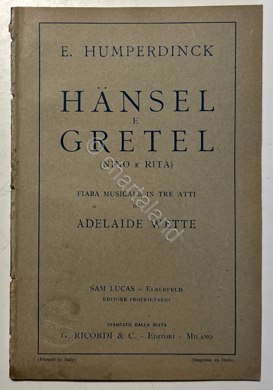 Libretto Opera - E. Humperdinck - Hansel e Gretel ( … | Immagine principale