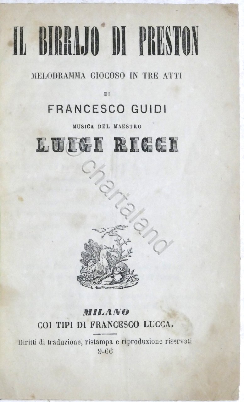Libretto Opera - Francesco Guidi - Il birrajo di Preston …