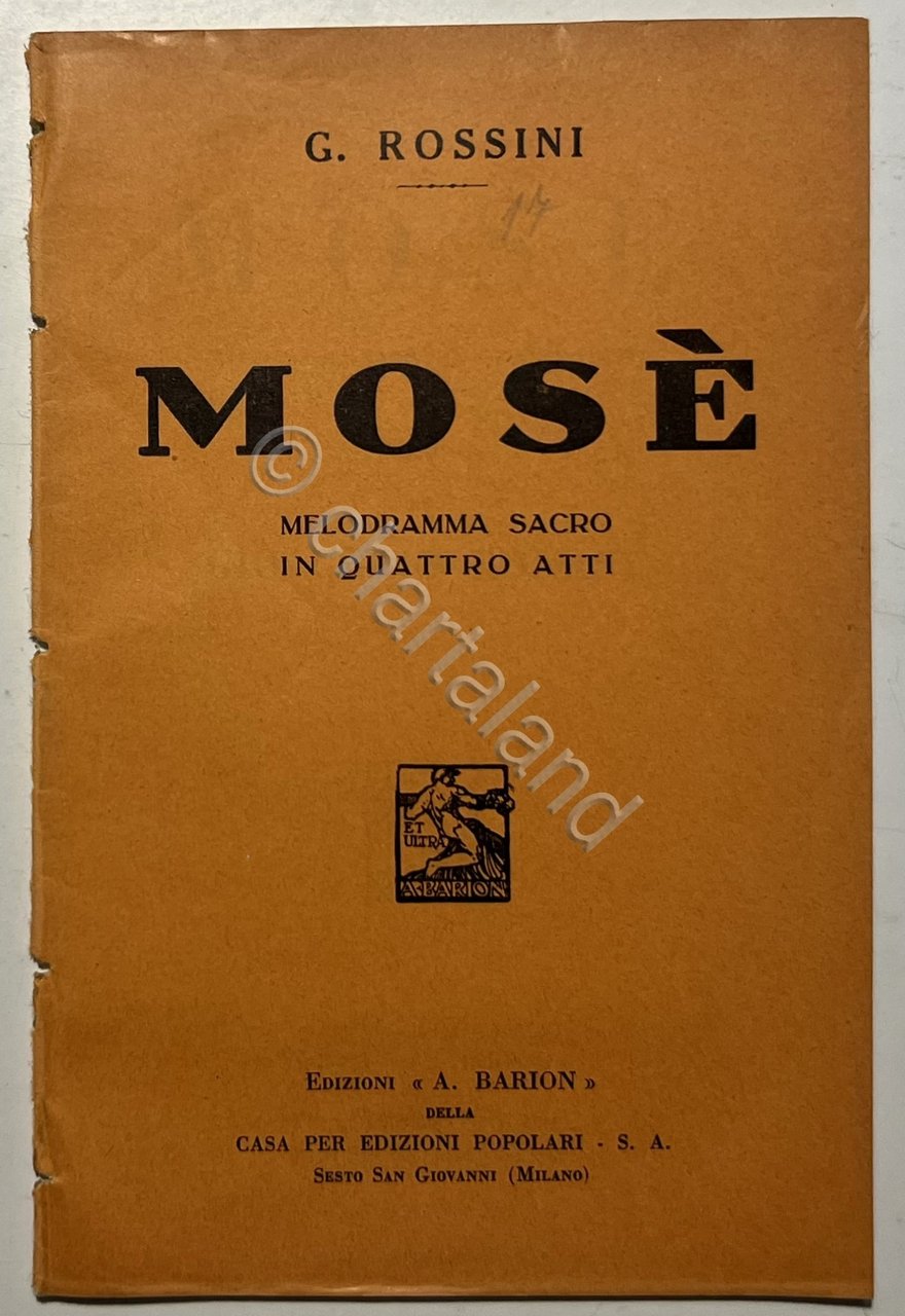 Libretto Opera - G. Rossini - Mosè: Melodramma Sacro in …