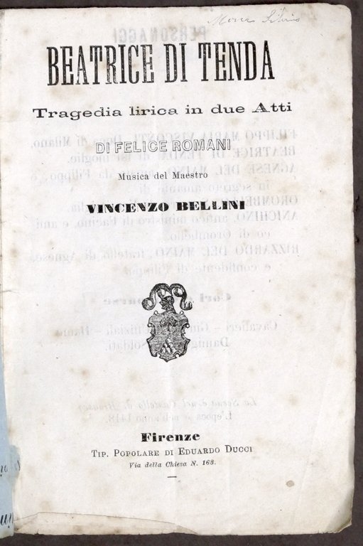 Libretto Opera - V. Bellini - Beatrice di Tenda - …