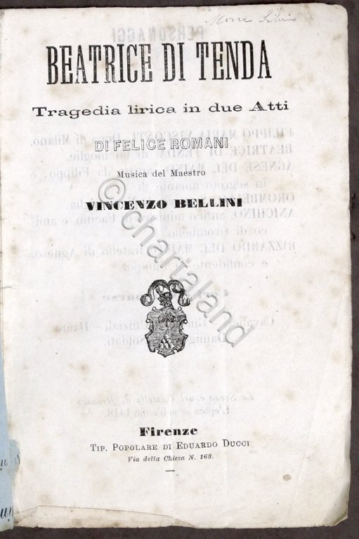 Libretto Opera - V. Bellini - Beatrice di Tenda - …