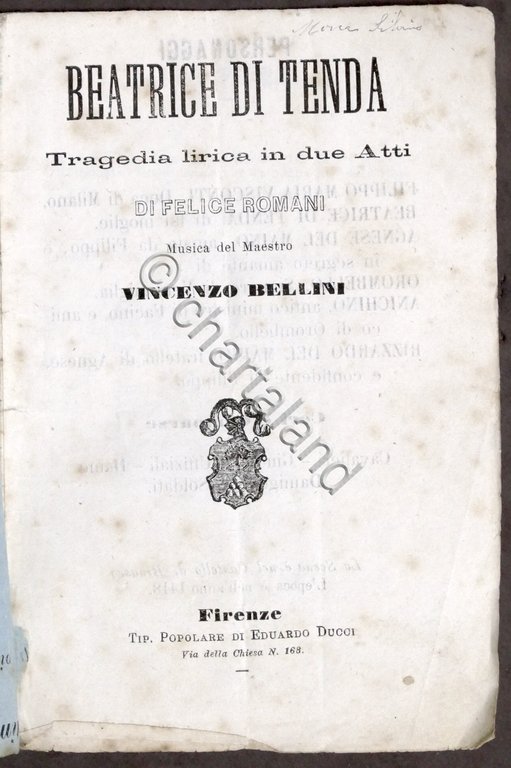 Libretto Opera - V. Bellini - Beatrice di Tenda - …