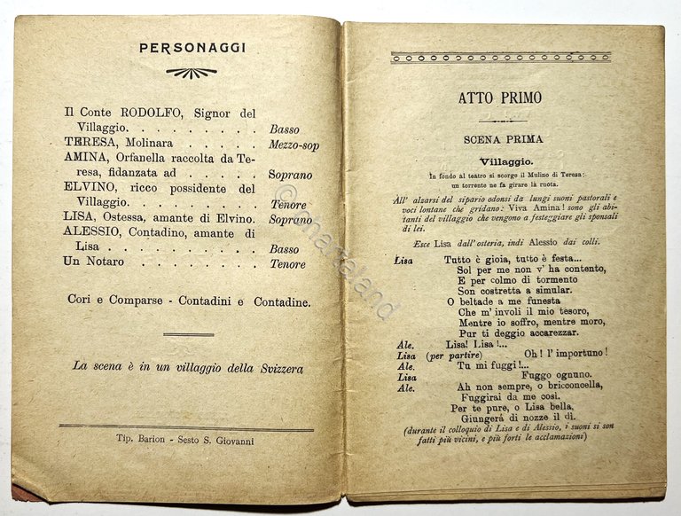 Libretto Opera - V. Bellini - La Sonnambula: Melodramma di … | Immagine Gallery 2