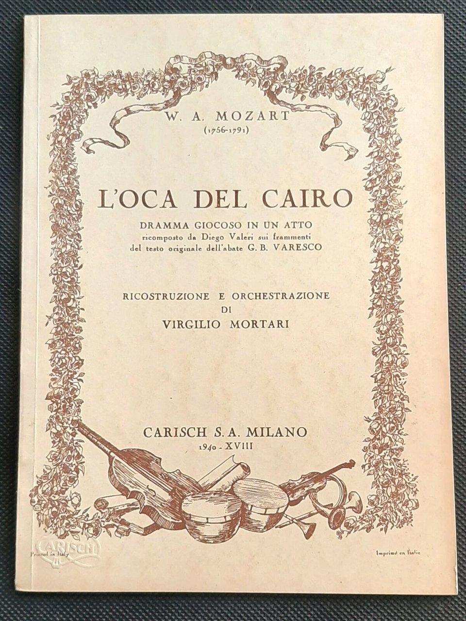 Libretto Opera - W. A. Mozart - L'Oca del Cairo …