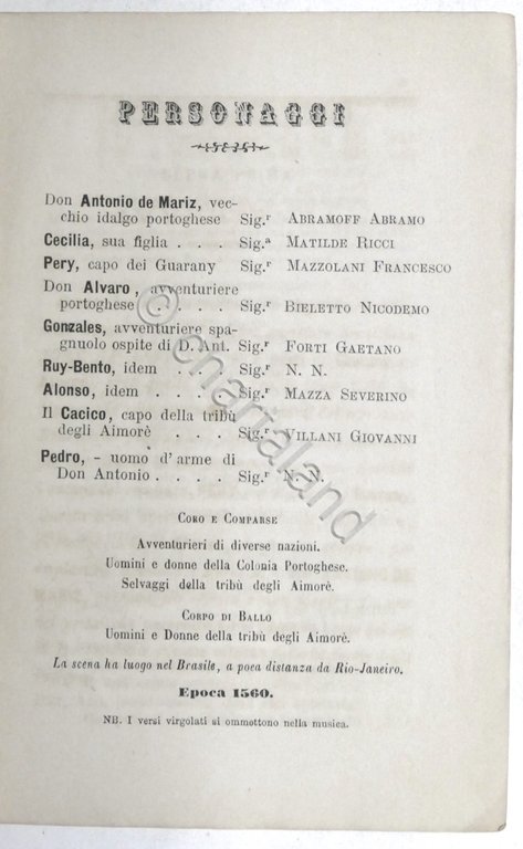 Libretto Opera-Ballo in 4 atti - A. Carlos Gomes - …