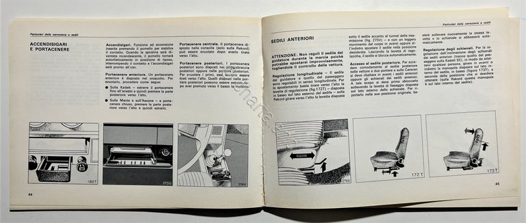 Libretto Uso e Manutenzione - Opel Kadett Ascona Manta Rekord …