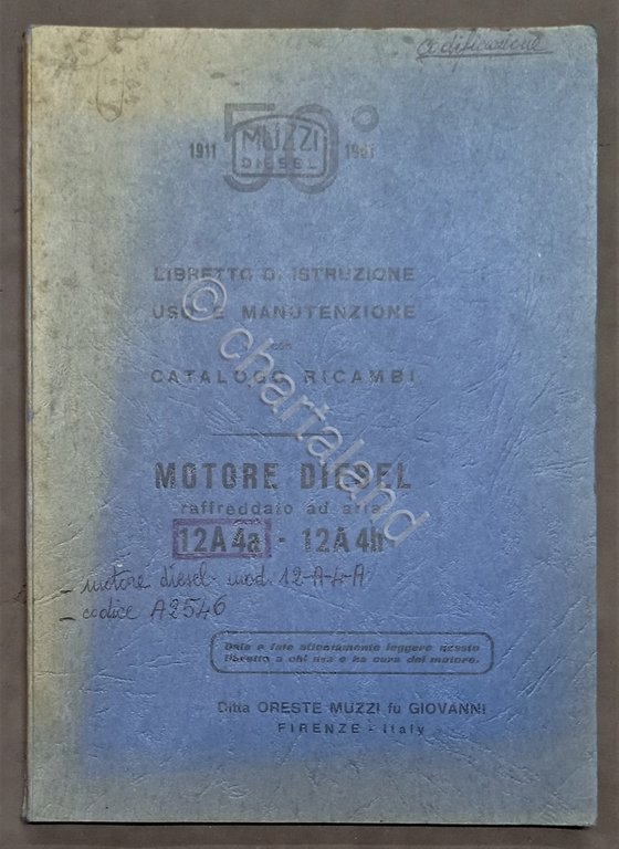 Libretto Uso Manutenzione Catalogo ricambi - Motore Diesel 12A 4a … | Immagine Gallery 1