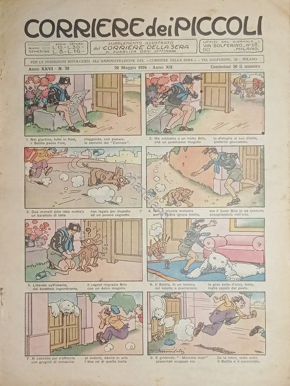 Libri Ragazzi - Corriere dei Piccoli N.20 - 1934 Copertina …