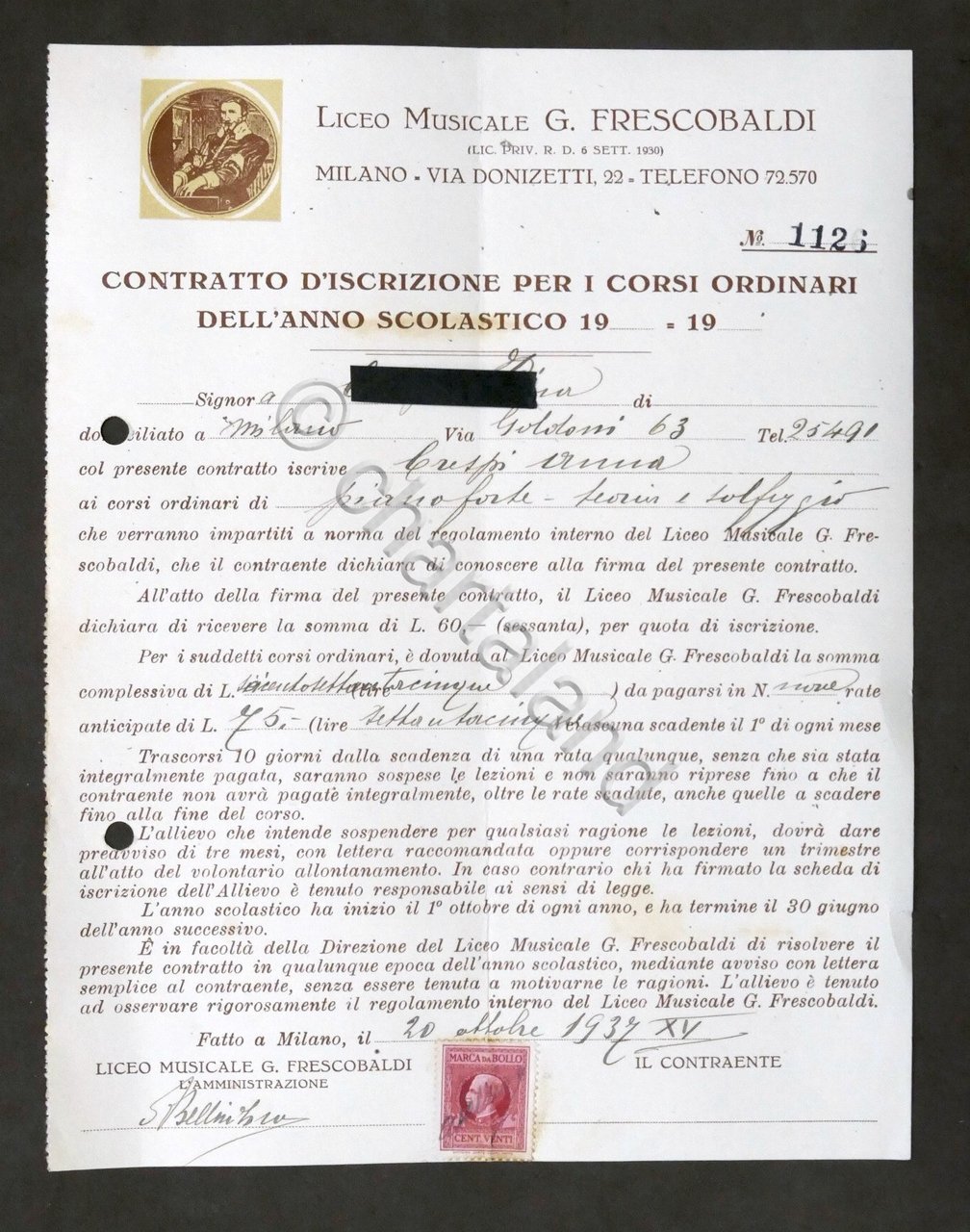 Liceo Musicale G. Frescobaldi Milano - Contratto Iscrizione Anno Scolastico … | Immagine principale