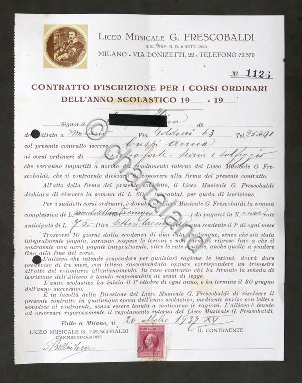 Liceo Musicale G. Frescobaldi Milano - Contratto Iscrizione Anno Scolastico … | Immagine Gallery 2