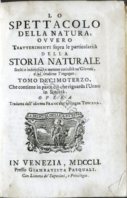 Lo spettacolo della natura - Trattenimenti storia naturale - Tomo …