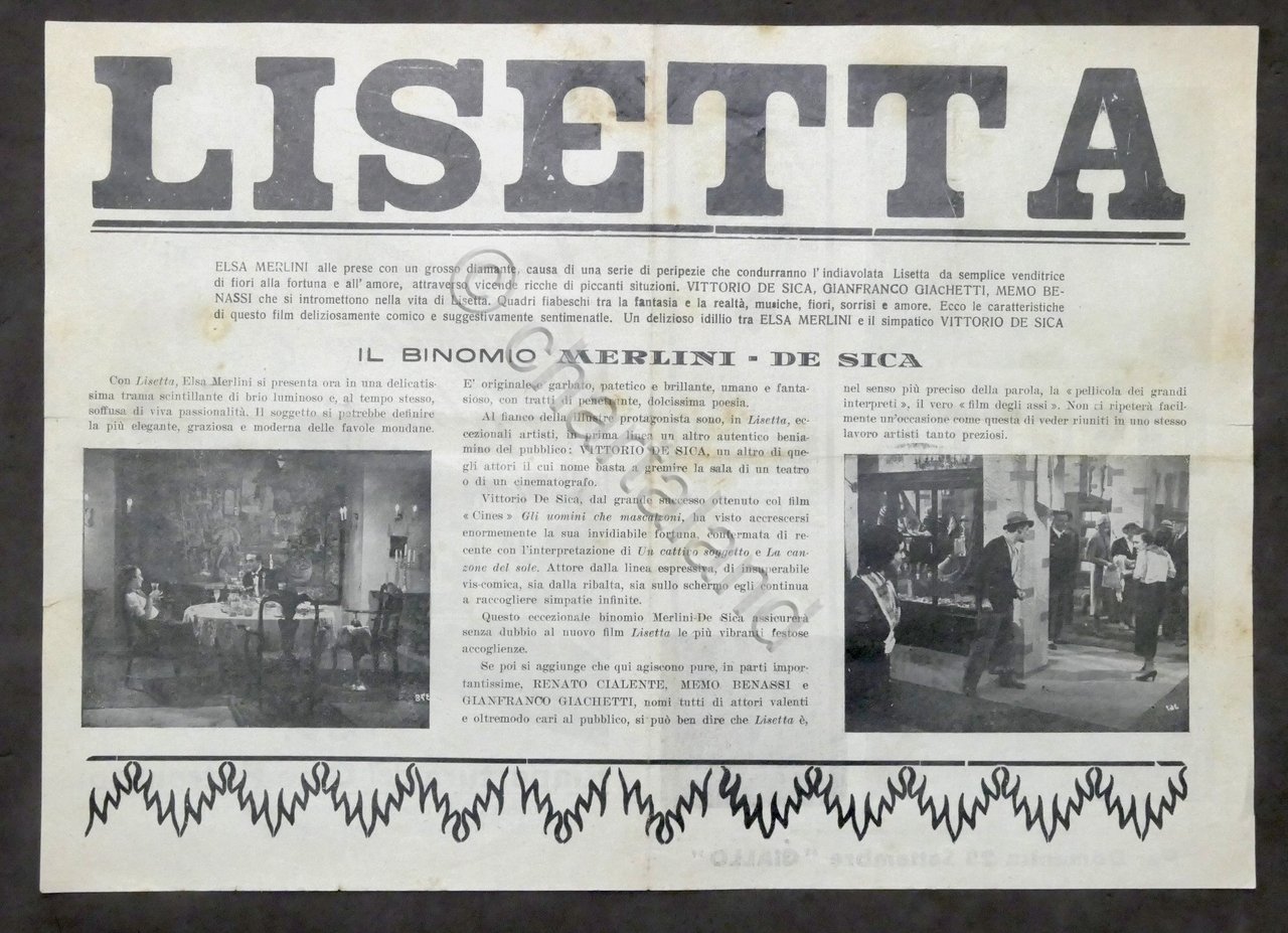 Locandina Cine Patronato di Thiene - Film : Lisetta con …