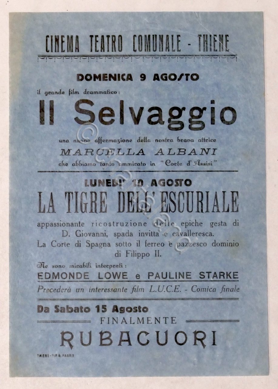 Locandina Cinema Teatro Comunale di Thiene - Film: Il Selvaggio …
