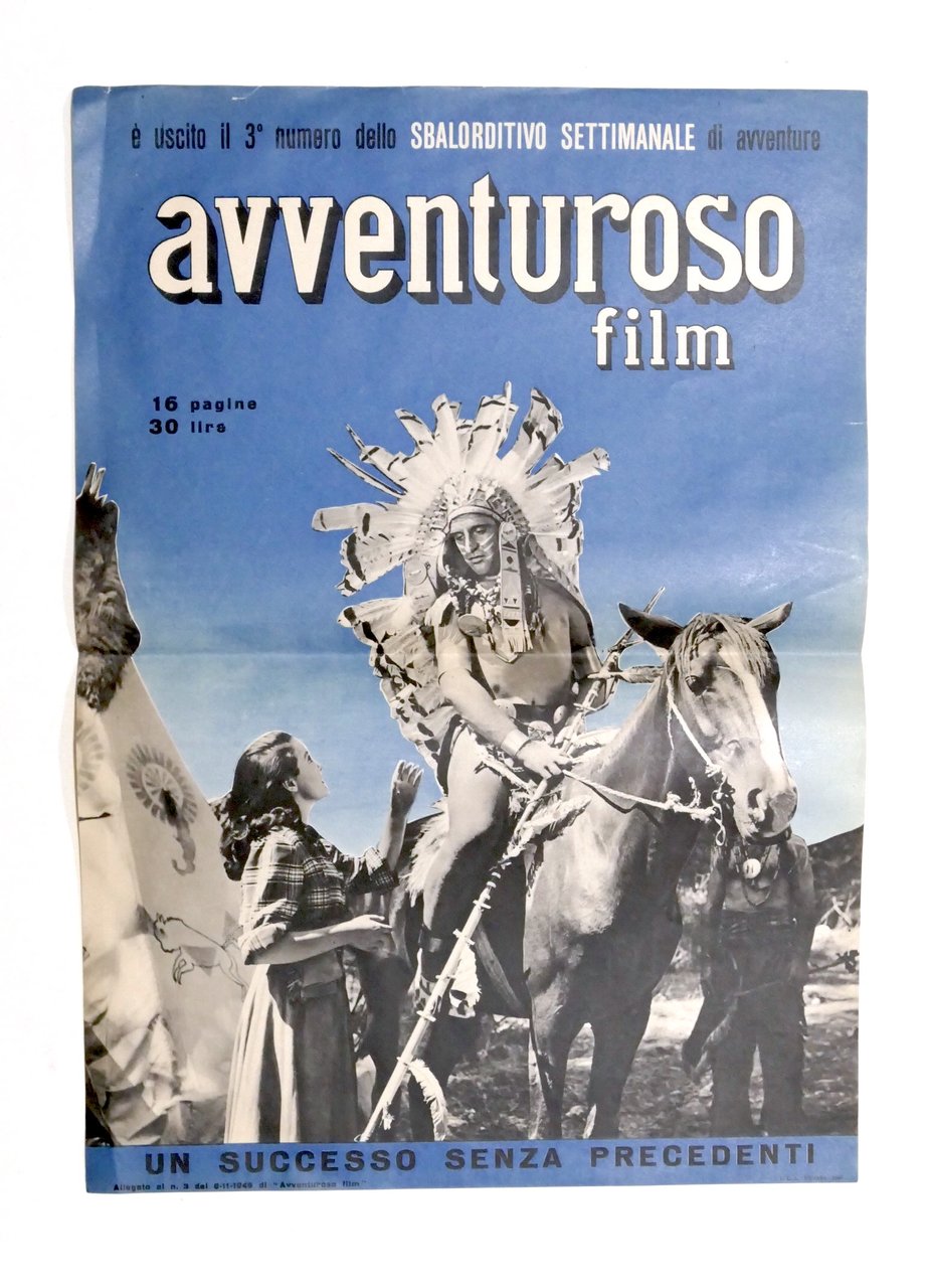 Locandina pubblicitaria del 3° numero del settimanale Avventuroso Film - …