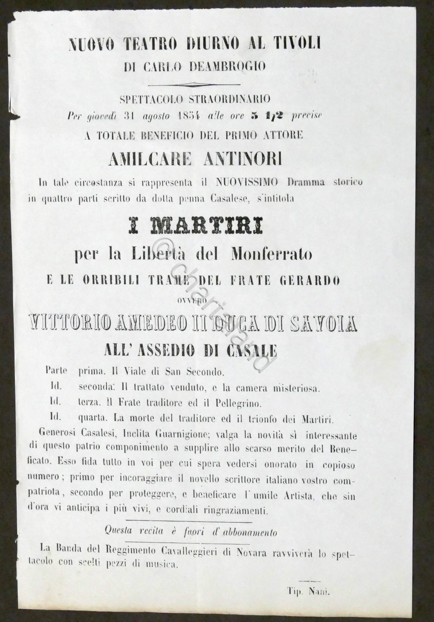 Locandina Teatro Al Tivoli di Casale - Dramma storico: I …