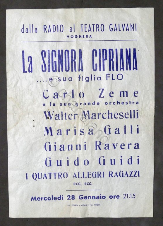 Locandina Teatro Galvani - Voghera - Spettacolo la Signora Cipriana …