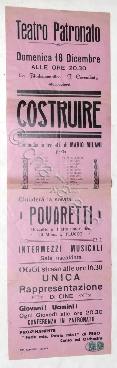 Locandina Teatro Patronato di Thiene - Commedia in 3 atti: …