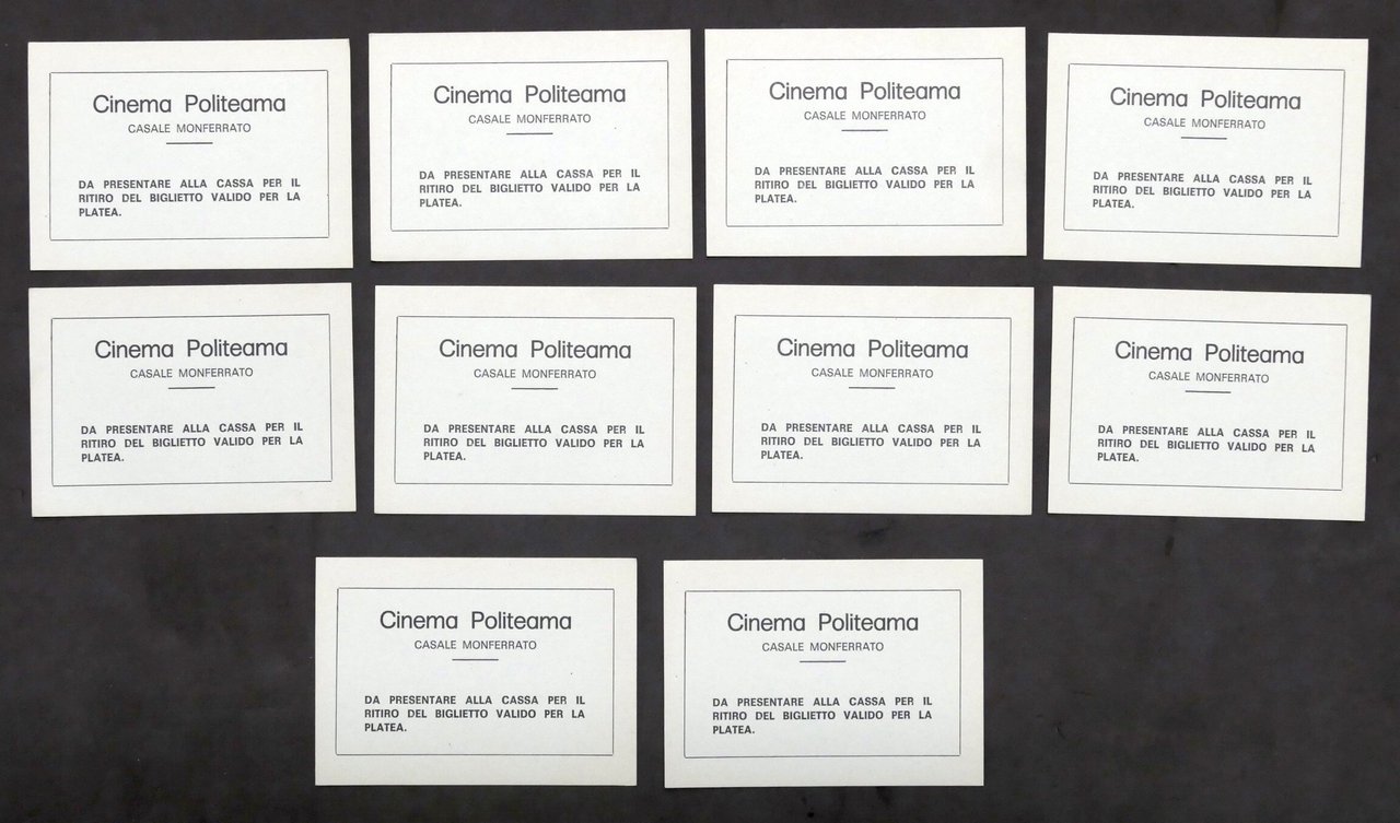Lotto 10 tagliandi ritiro biglietto Cinema Politeama Casale Monferrato anni …