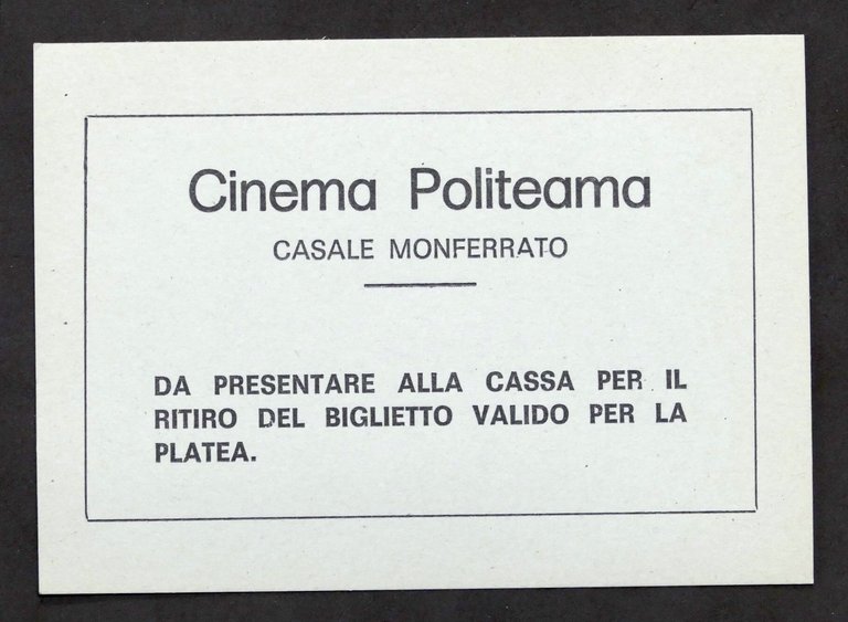 Lotto 10 tagliandi ritiro biglietto Cinema Politeama Casale Monferrato anni …