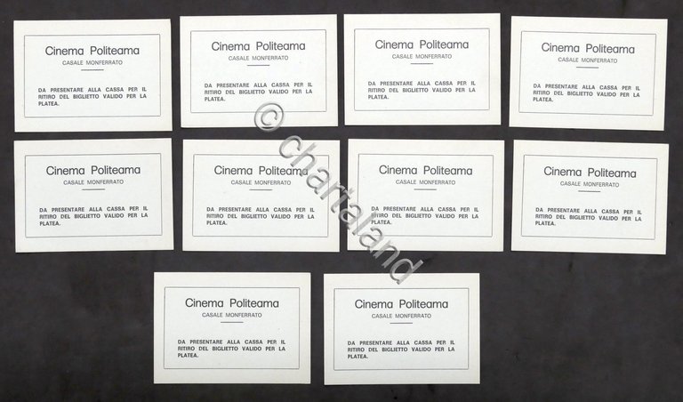 Lotto 10 tagliandi ritiro biglietto Cinema Politeama Casale Monferrato anni …