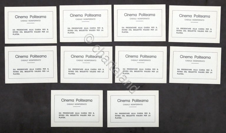Lotto 10 tagliandi ritiro biglietto Cinema Politeama Casale Monferrato anni …