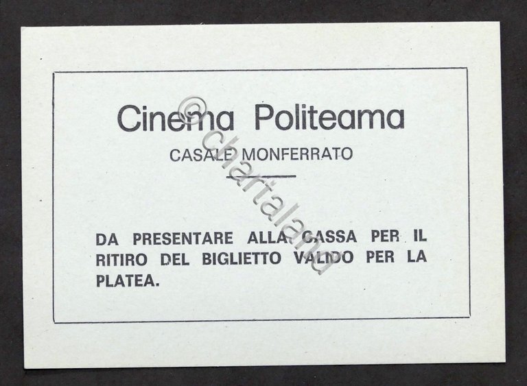 Lotto 10 tagliandi ritiro biglietto Cinema Politeama Casale Monferrato anni …
