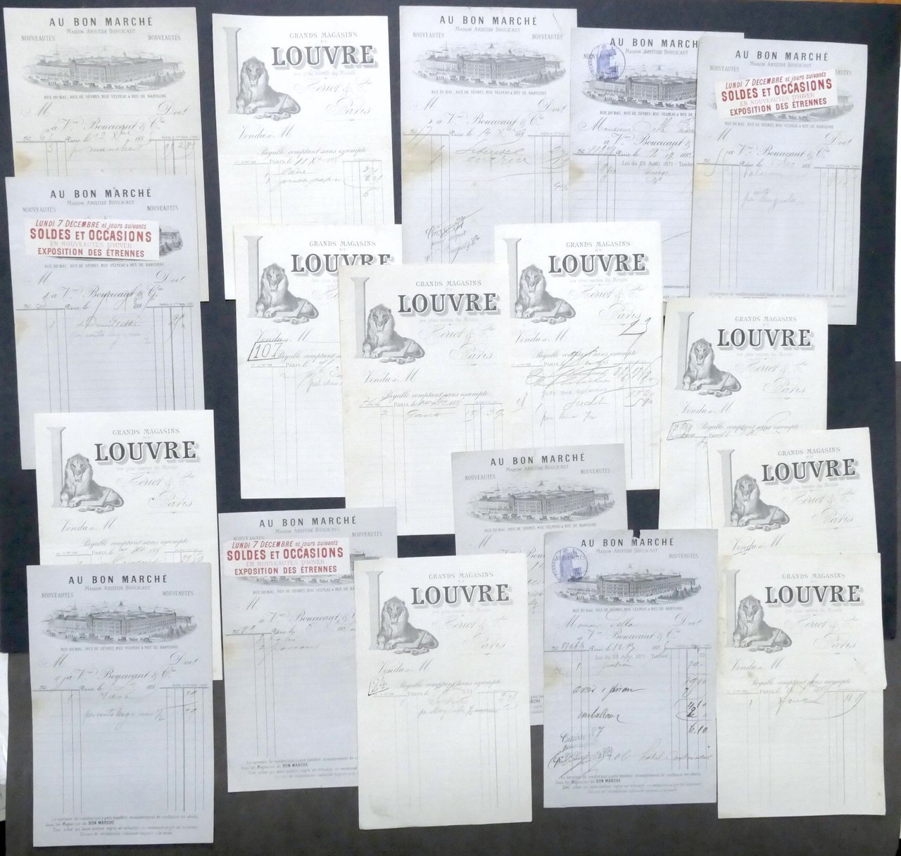 Lotto 18 fatture Grands Magasins du Louvre / Au Bon … | Immagine principale