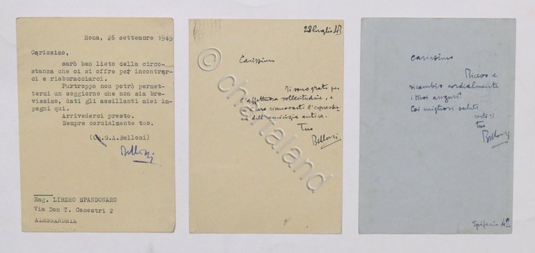 Lotto 3 autografi deputato Giulio Andrea Belloni a Libero Spandonaro … | Immagine Gallery 4