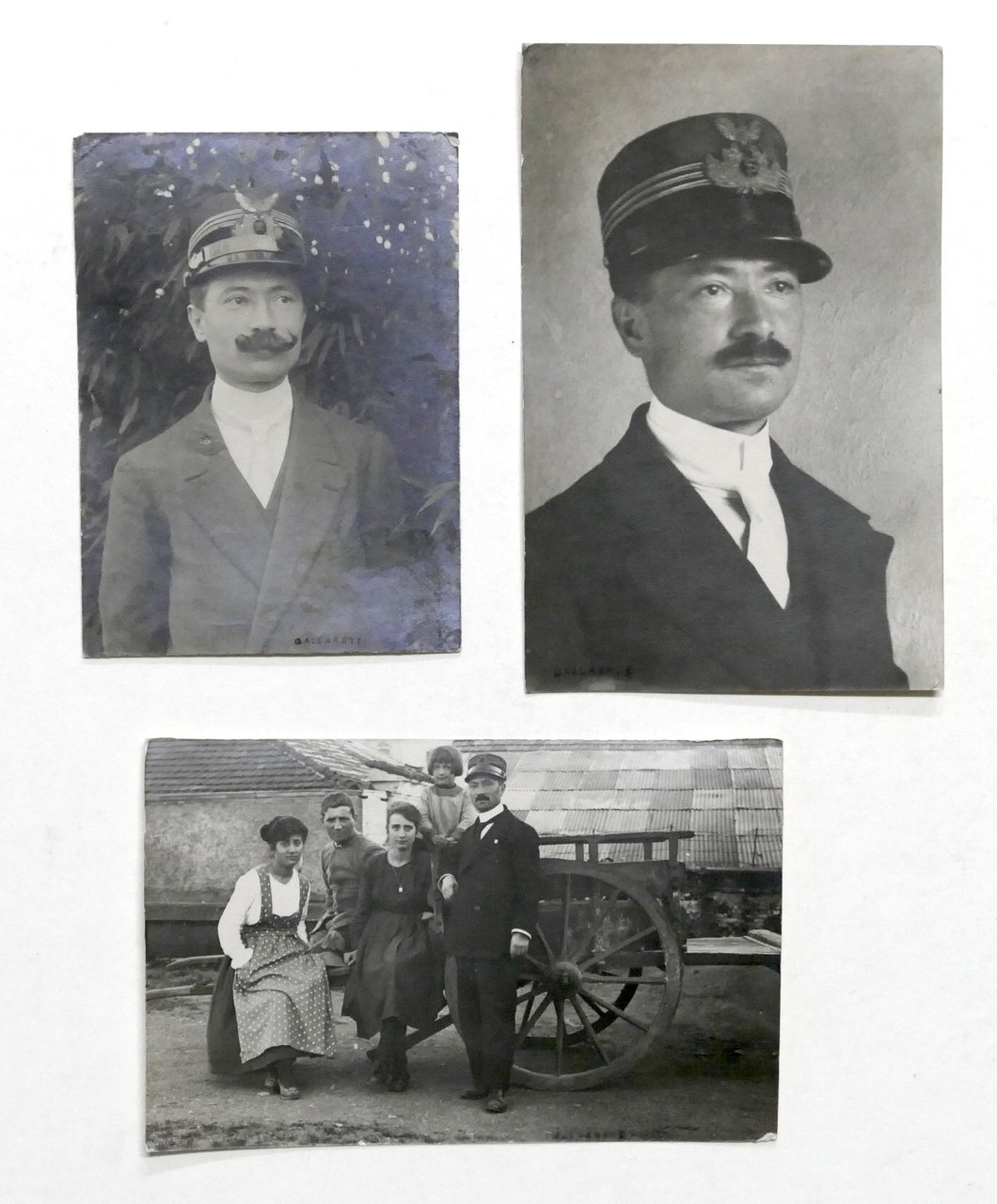 Lotto 3 fotocartoline ferroviere di Gallarate e famiglia - anni …