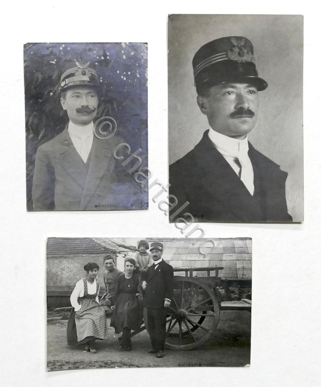 Lotto 3 fotocartoline ferroviere di Gallarate e famiglia - anni …