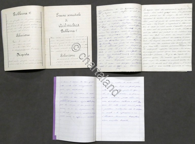 Lotto 35 quaderni di scuola varie materie - fine '800