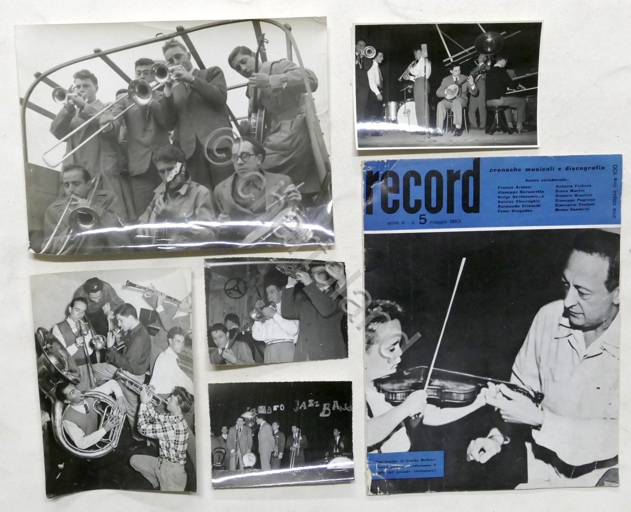Lotto 5 fotografie Lambro Jazz Band + Rivista Record - …