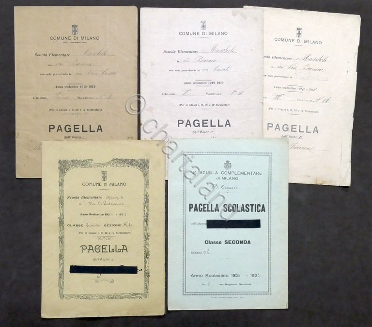Lotto 5 pagelle Scuola Elementare e Complementare - Milano - …