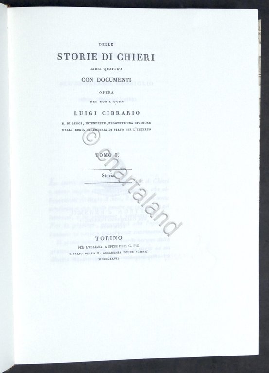 Luigi Cibrario - Storie di Chieri - 1827 - Anastatica … | Immagine Gallery 2
