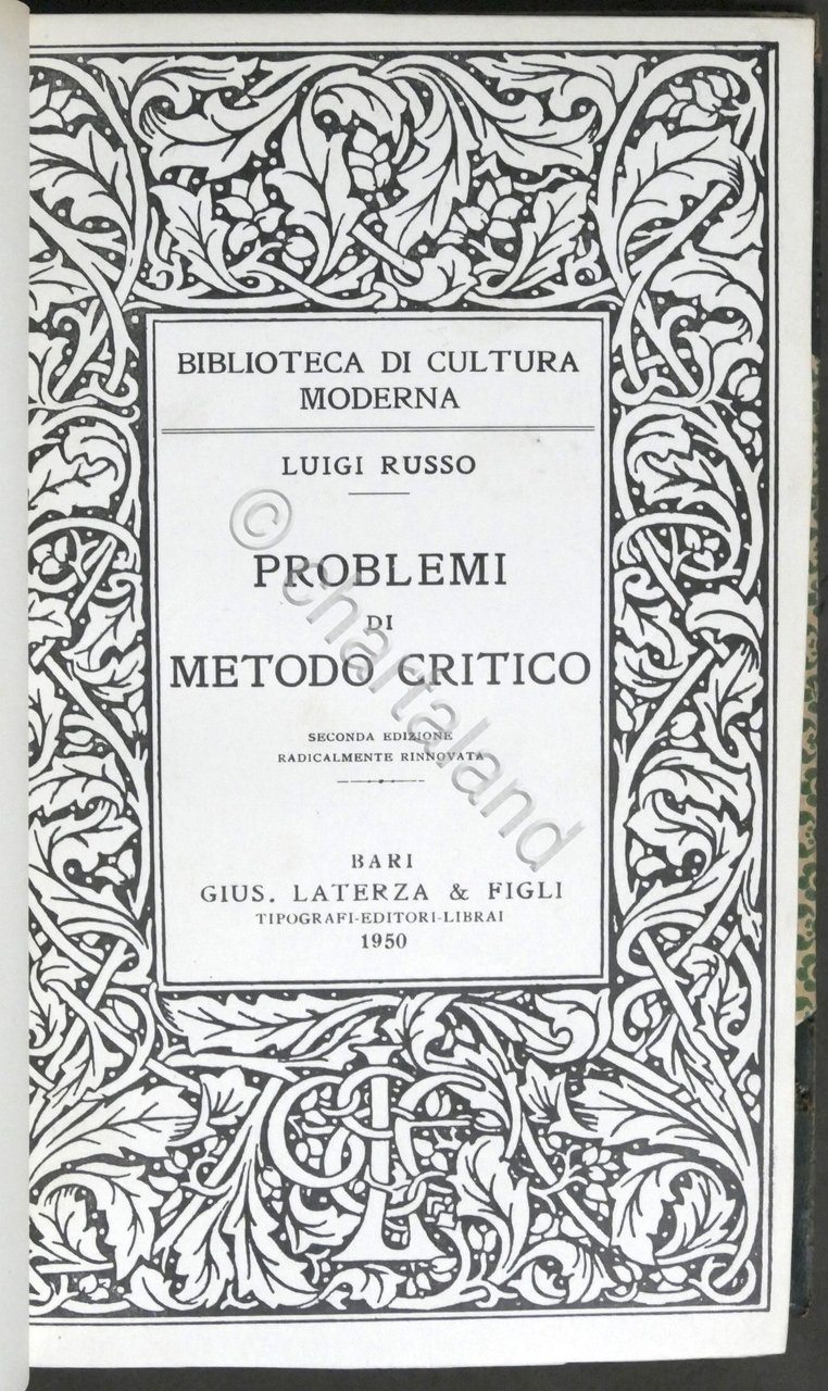 Luigi Russo - Problemi di metodo critico - ed. 1950 …