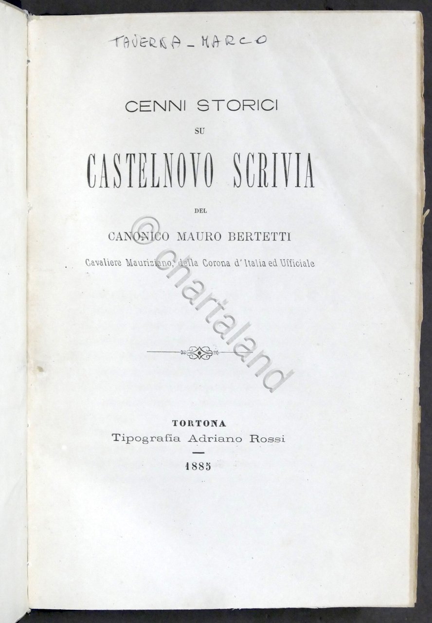 M. Bertetti - Cenni storici su Castelnovo Scrivia - 1^ … | Immagine principale