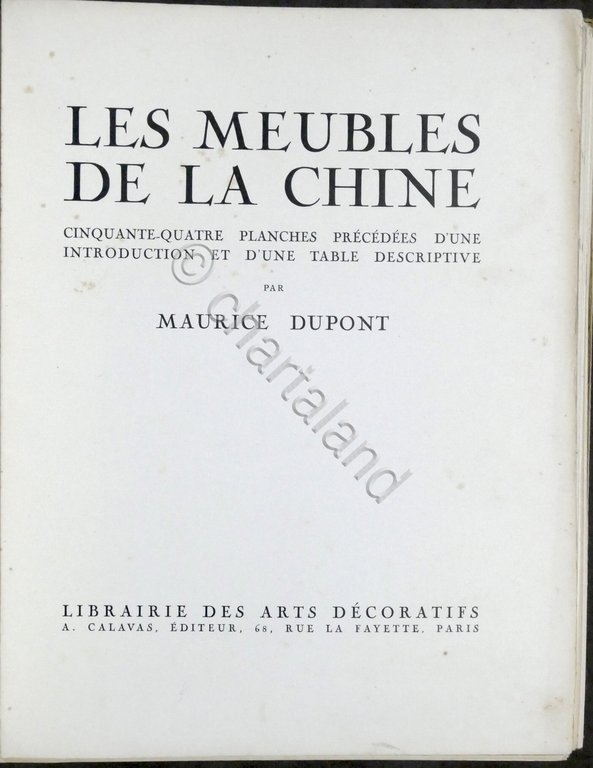M. Dupont - Les Meubles de la Chine - ed. …