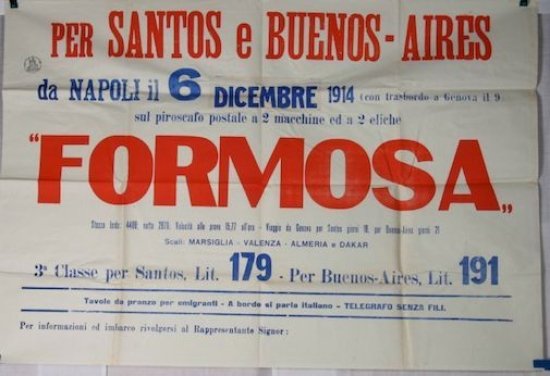 Manifesto - Societe Generale Transports Maritimes Vapeur Piroscafo Formosa 1914