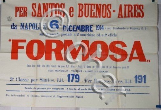 Manifesto - Societe Generale Transports Maritimes Vapeur Piroscafo Formosa 1914