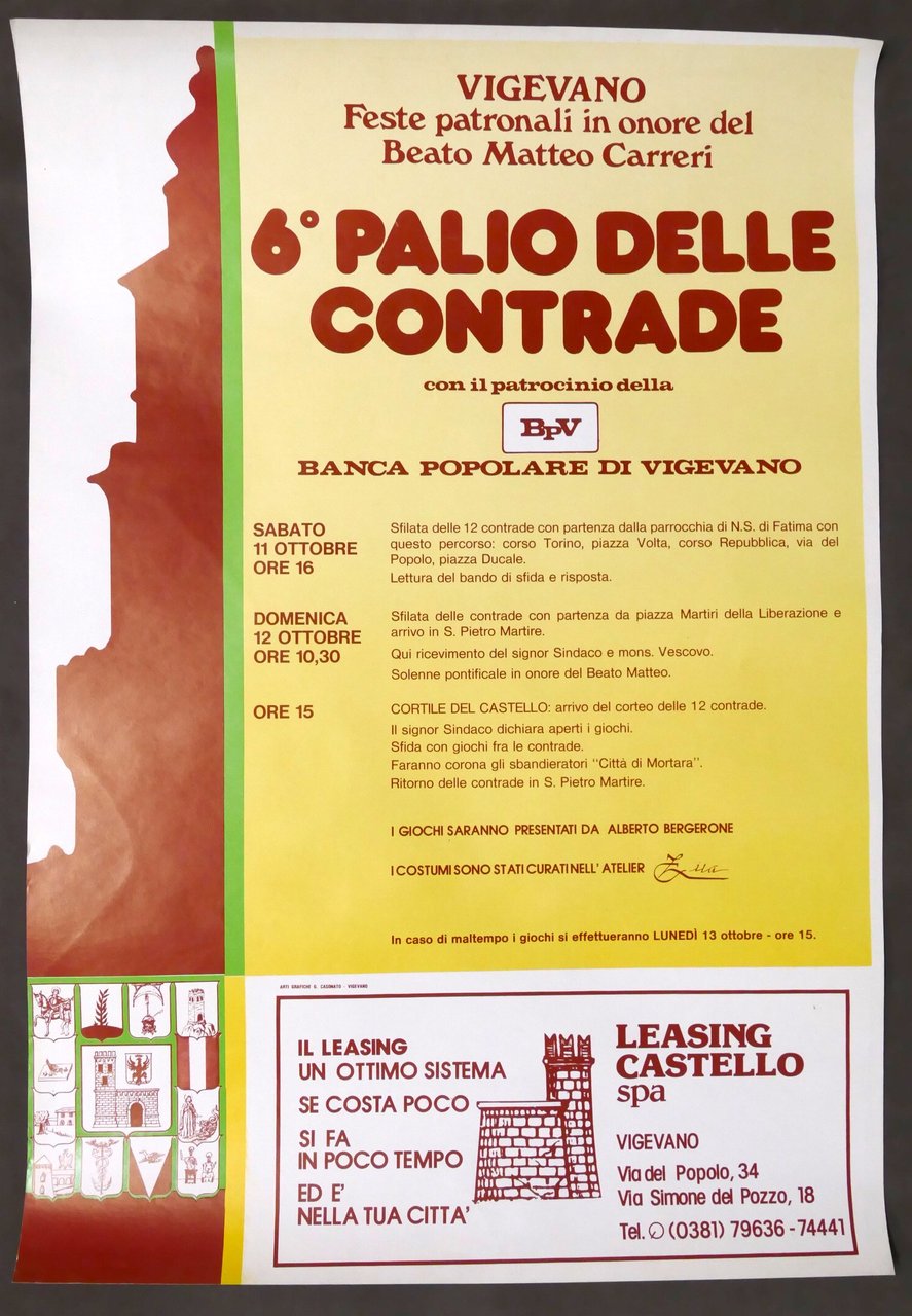 Manifesto 6° Palio delle Contrade di Vigevano - 1986