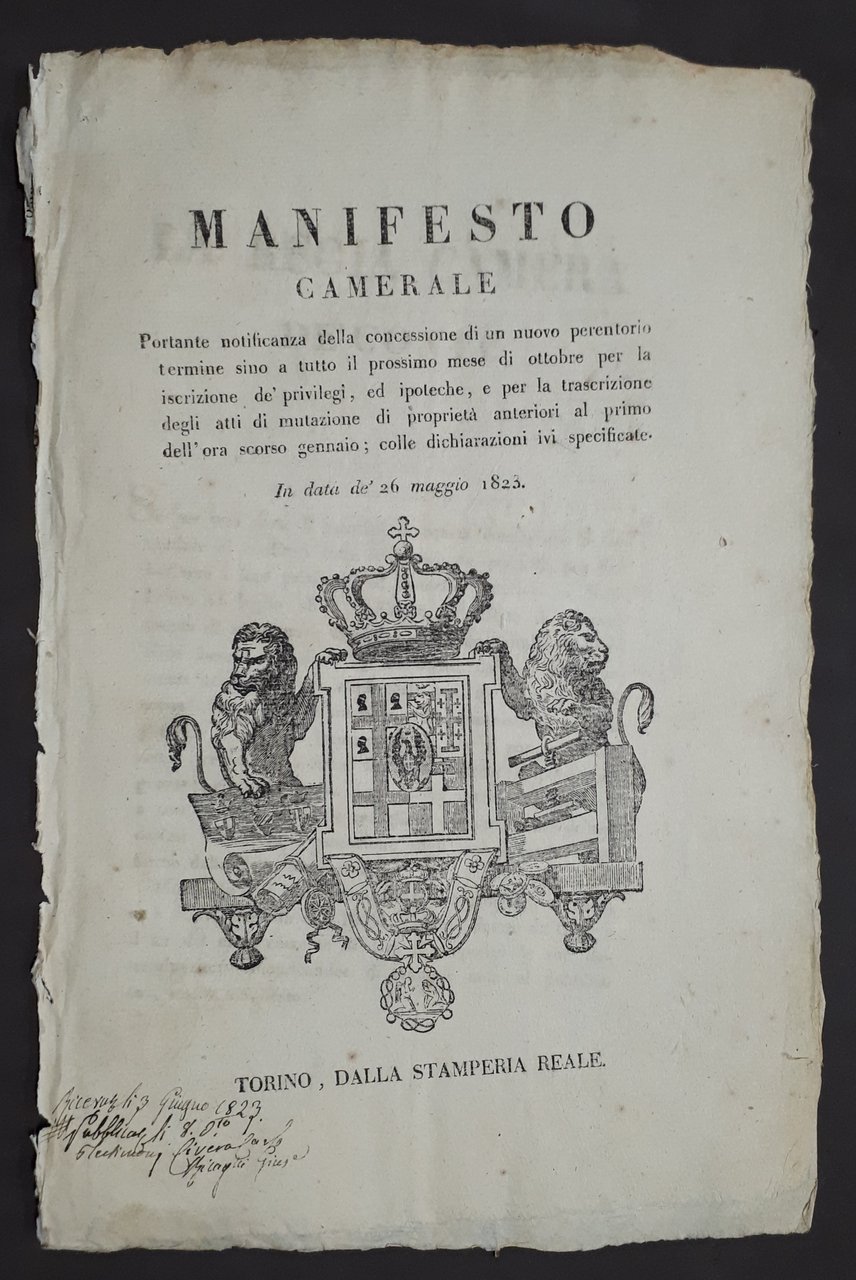 Manifesto Camerale - Privilegi ipoteche, atti mutazione di proprietà - …