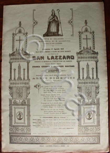 Manifesto devozionale - Vescovo San Lazzaro - S. Agostino parrocchia … | Immagine Gallery 2