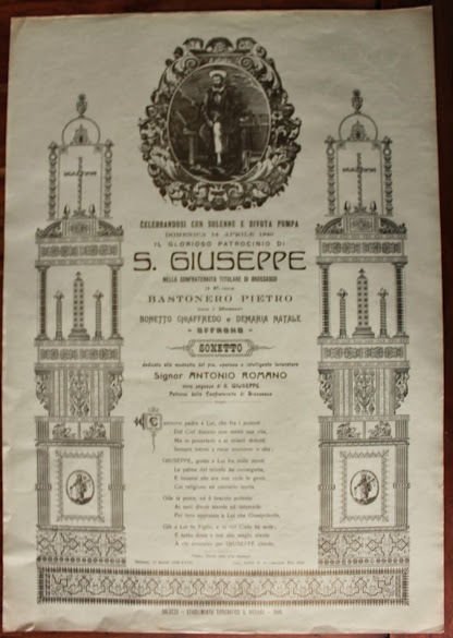 Manifesto devozionale confraternita Brossasco - San Giuseppe - preghiera 1940