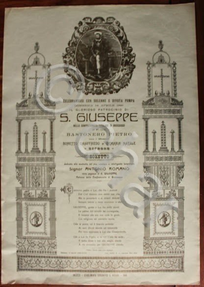 Manifesto devozionale confraternita Brossasco - San Giuseppe - preghiera 1940