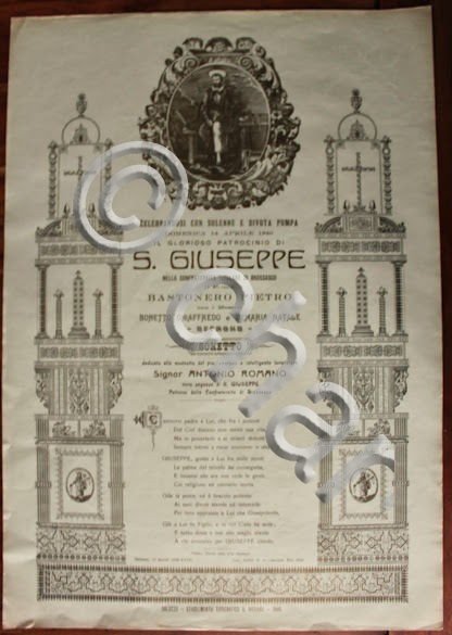 Manifesto devozionale confraternita Brossasco - San Giuseppe - preghiera 1940