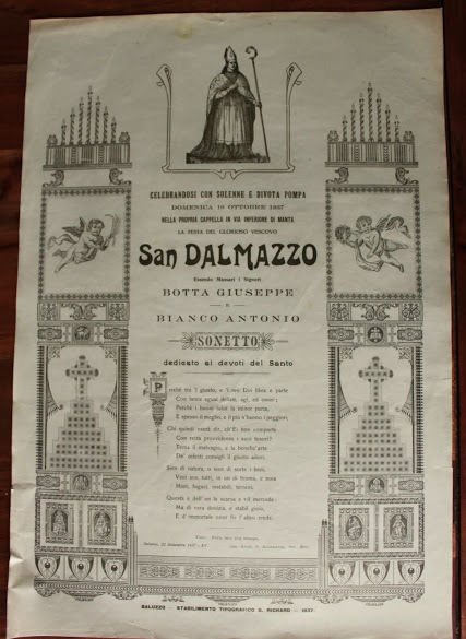 Manifesto devozionale Manta Saluzzo - San Dalmazzo - preghiera devoti …