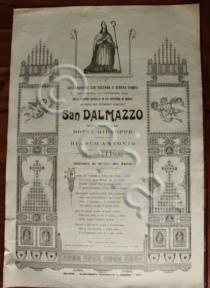 Manifesto devozionale Manta Saluzzo - San Dalmazzo - preghiera devoti …