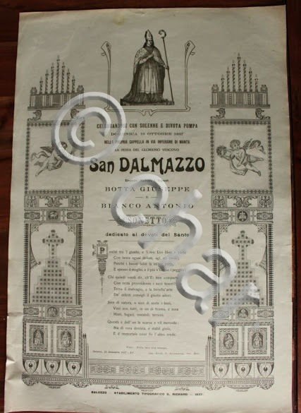 Manifesto devozionale Manta Saluzzo - San Dalmazzo - preghiera devoti …