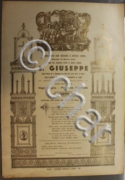 Manifesto devozionale Saluzzo - San Giuseppe - preghiera . 1942